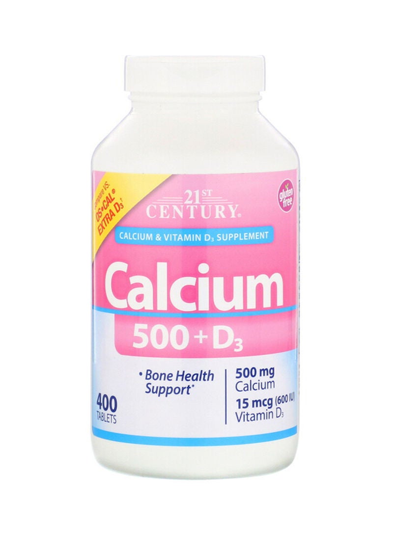 القرن الحادي والعشرون مكمل غذائي كالسيوم 500 + فيتامين D3 بلس إكسترا - 400 قرص - Image 1